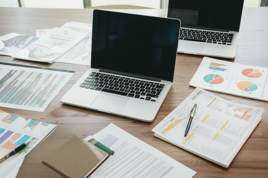 Financial research and market analysis with charts and graphs